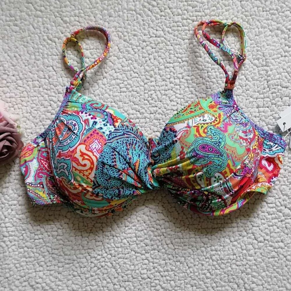 Bleu Rod Beattie Women’s Underwire Bikini Top In Multi, Size 12